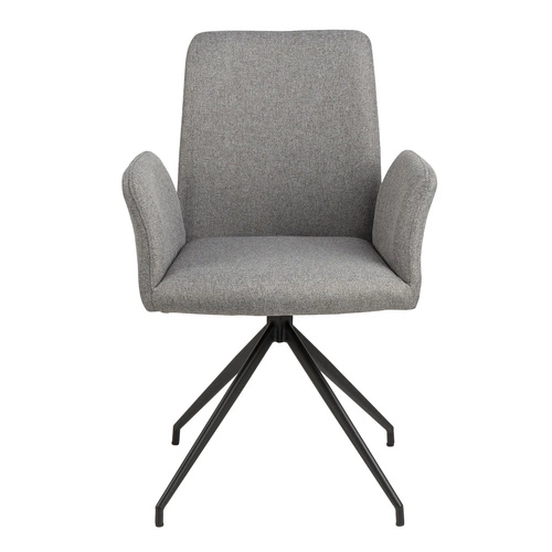 Krzesło tapicerowane Naya Actona do jadalni nowoczesne szare z podłokietnikami na czarnych nogach
