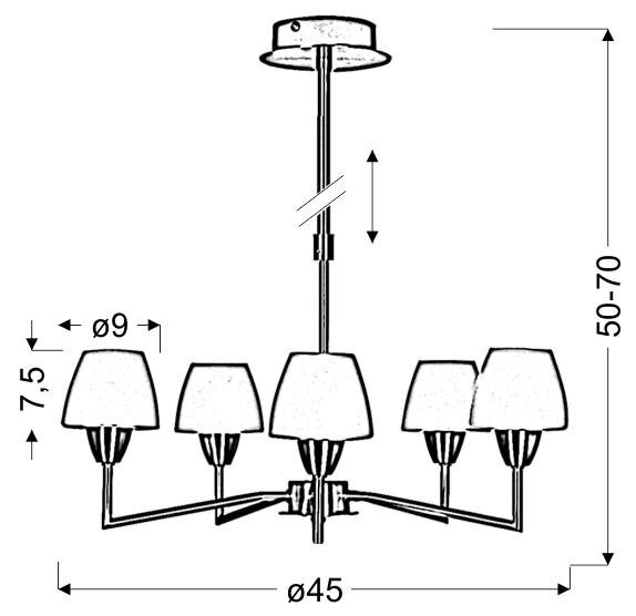 Lampa wisząca Togo 5x40W G9 nikiel mat
