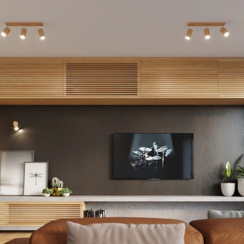 Plafon sufitowy BERG 4 naturalne drewno nowoczesny do salonu i kuchni Sollux Lighting