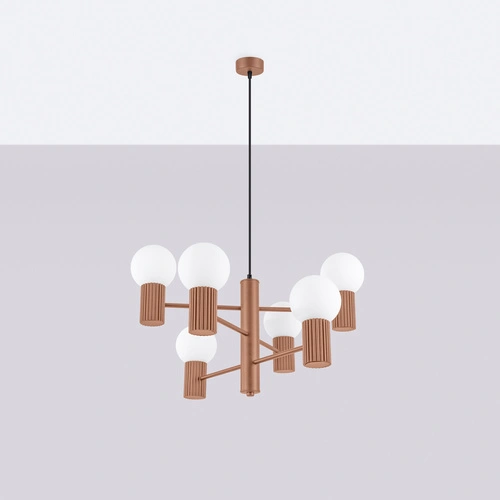 Żyrandol nowoczesny HALO 6 kawowy do salonu i jadalni z aluminium 64 cm