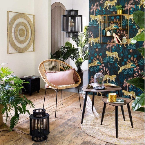 Fotel wypoczynkowy rattanowy Keko Atmosphera boho do salonu na metalowych nogach