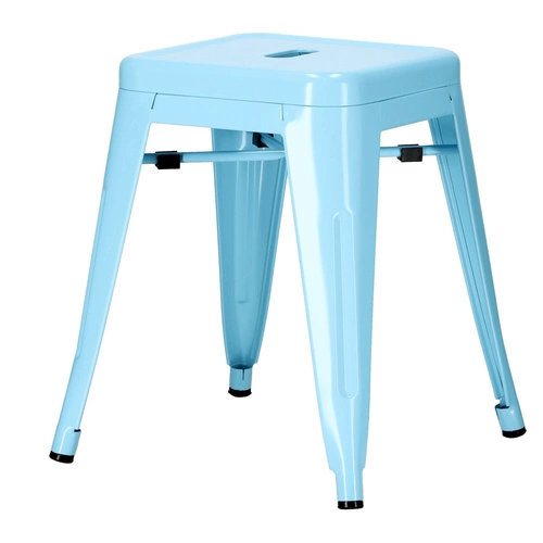 Stołek Paris niebieski metalowy do kuchni i salonu inspirowany Tolix nowoczesny 46 cm D2.DESIGN