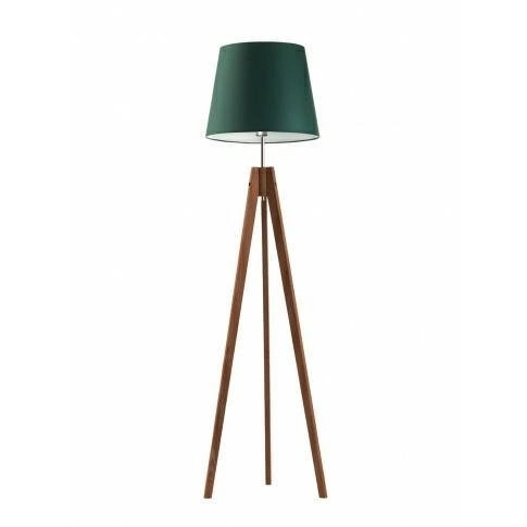 Lampa ARUBA abażur zieleń butelkowa stelaż mahoniowy