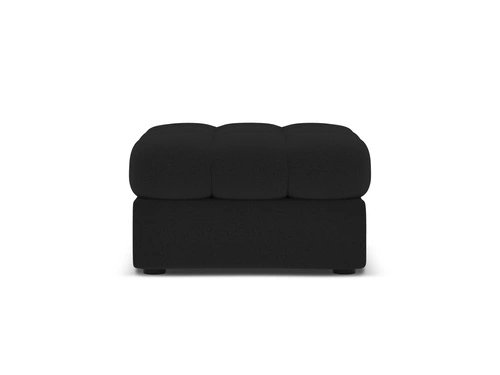 Pufa pikowana Justin Black kwadratowa czarna tapicerowana do salonu i sypialni glamour