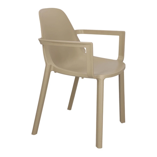 Krzesło ogrodowe z podłokietnikami PIU Arm beżowe SCAB Design, nowoczesne sztaplowane tworzywo