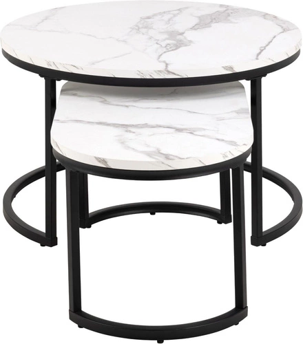 Zestaw stolików kawowych Spiro biały marmur owalny 2w1 glamour do salonu Actona