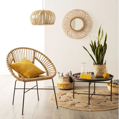 Fotel wypoczynkowy rattanowy Keko Atmosphera boho do salonu na metalowych nogach