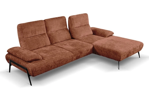 Nowoczesny narożnik do salonu Rasmus terrakota prawy z regulacją oparcia Intesi