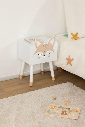 Stolik nocny dziecięcy Fox biały drewniany z MDF Atmosphera do pokoju dziecięcego