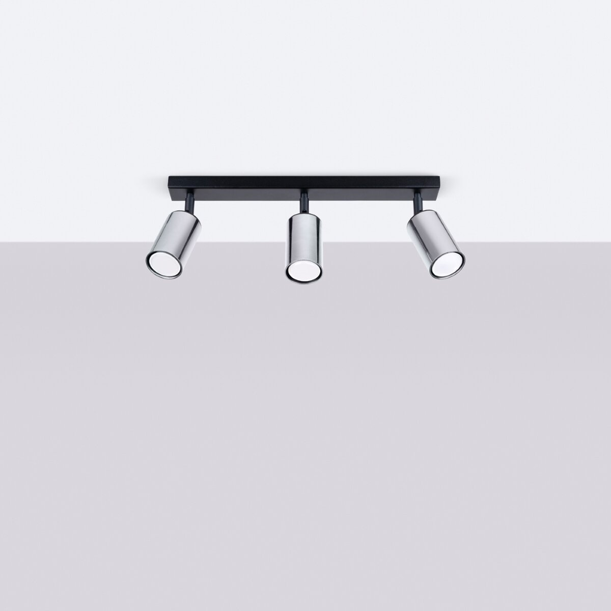 Plafon sufitowy WINX 3 czarny chrom nowoczesny stalowy do salonu i sypialni SOLLUX