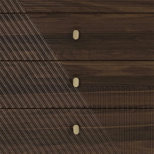 Komoda Tiffany z szufladami ryflowana orzech 60 cm klasyczna na nóżkach do salonu Intesi