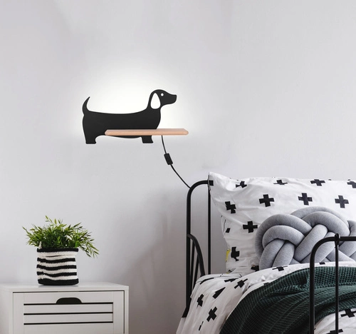 Kinkiet ścienny DOG LED różowy drewniany do pokoju dziecięcego klasyczny 36,5 cm CANDELLUX