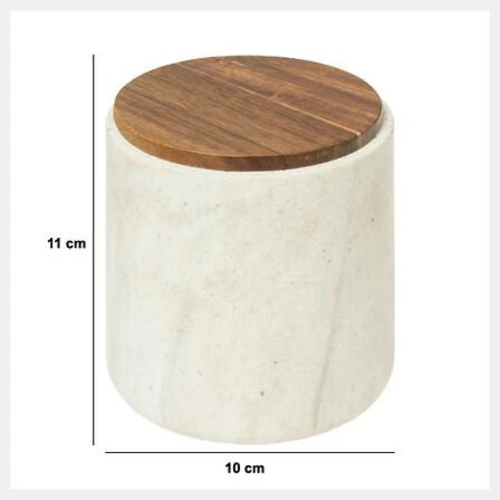 Organizer na kosmetyki do łazienki Come beżowy trawertyn minimalistyczny okrągły 5five