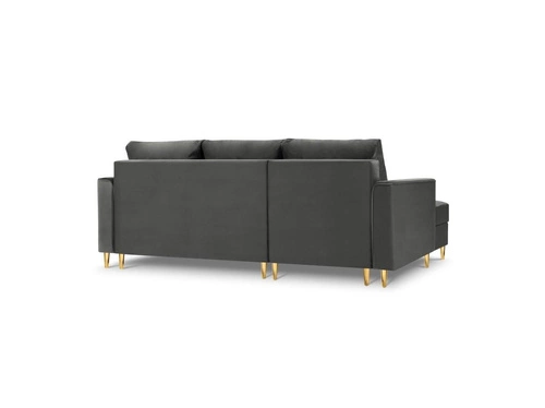 Narożnik z funkcją spania Leona Dark Grey Velvet Lewostronna kolor nóg złoty