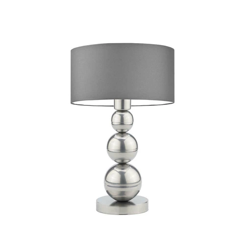 Lampka nocna HONOLULU szara nowoczesna z abażurem do sypialni i salonu LYSNE 41 cm