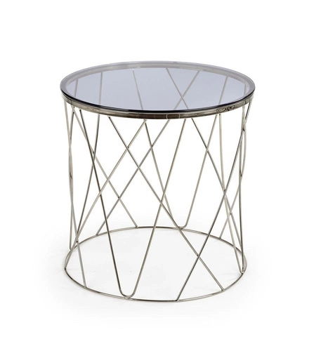 Stolik kawowy Borda okrągły szklany chrom nowoczesny do salonu 55 cm Intesi