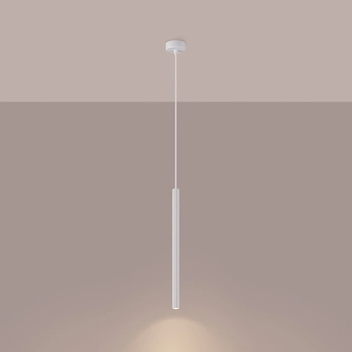 Nowoczesna lampa wisząca ARCHE 1 biała regulowana do salonu i kuchni nad stół