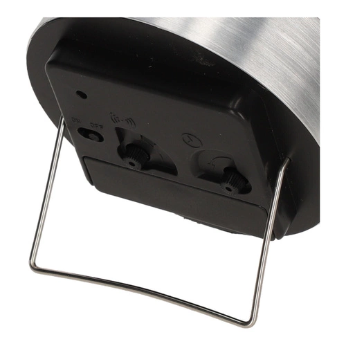 Budzik Quazi srebrny nowoczesny zegar stojący do sypialni i biura średnica 9 cm Intesi