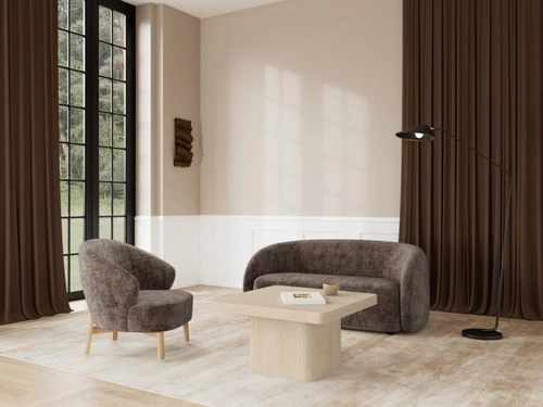 Fotel wypoczynkowy Darlene brązowy aksamitny do salonu skandynawski