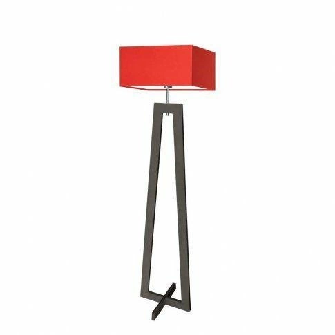Lampa stojąca do salonu nowoczesna JAWA czerwona drewniana z abażurem LYSNE 138 cm