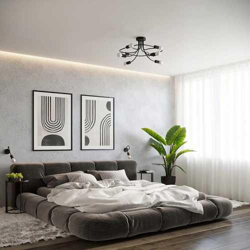 Żyrandol LEVAR 4 czarny loftowy lampa sufitowa do salonu, sypialni, jadalni 75 cm