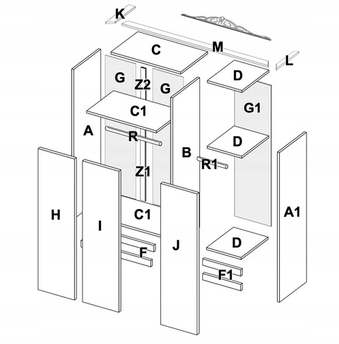 Szafa 3-drzwiowa z lustrem Diamante biały połysk nowoczesna do sypialni 147 cm