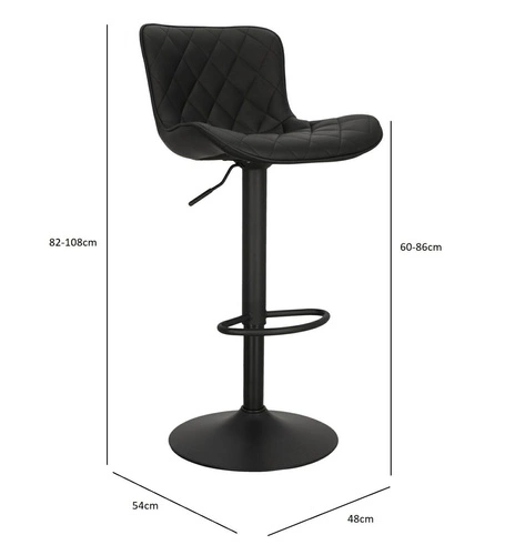 Hoker Aland czarny nowoczesny z oparciem obrotowy regulowany do kuchni i wyspy Intesi