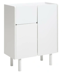 Komoda Bera biała wysoka nowoczesna na nóżkach do salonu 80 cm