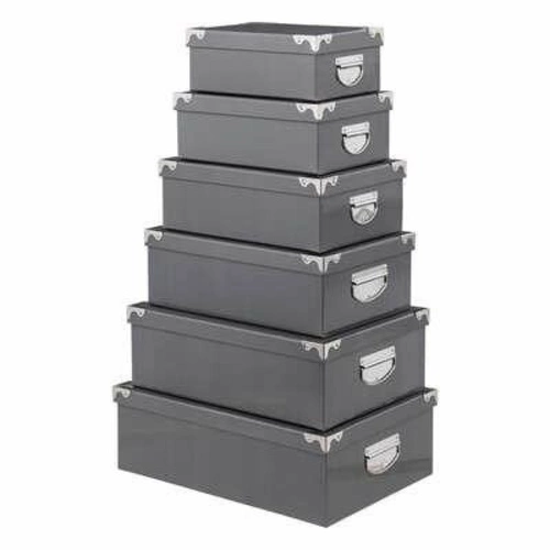 Zestaw 6 szarych pudełek ozdobnych kartonowych 5five simply smart do biura i pokoju