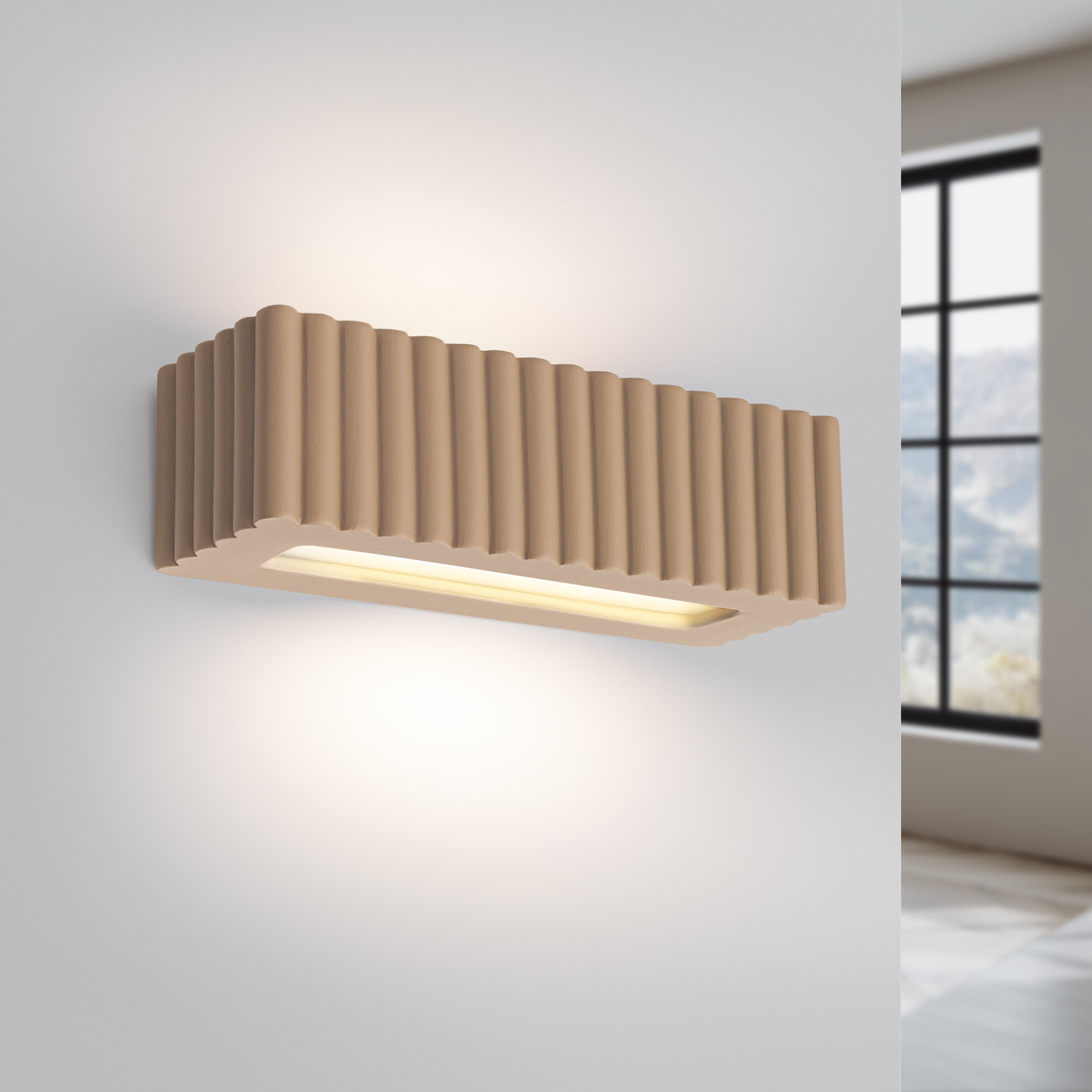 Kinkiet ścienny RIGATA taupe nowoczesny ceramiczny do salonu