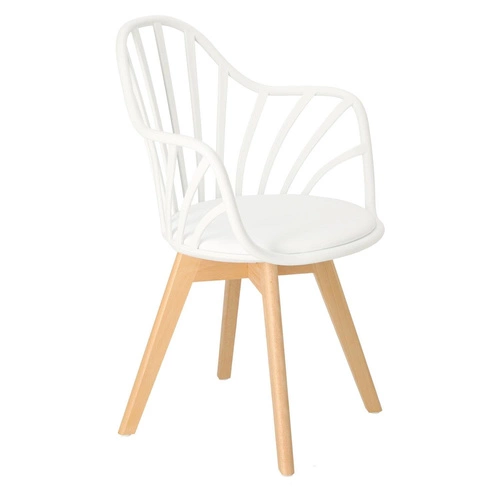 Krzesło do jadalni Sirena Intesi białe z podłokietnikami, skandynawskie, łatwe czyszczenie