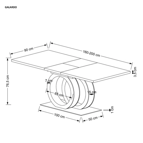 Stół rozkładany do jadalni Change biały złoty nowoczesny glamour Intesi 160 cm