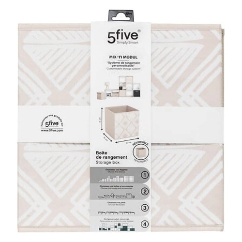 Pudełko do regału Bohema 31x31 beżowe składane materiałowe do garderoby 5five simply smart