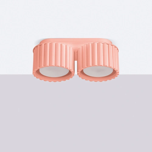 Plafon sufitowy AURA 2 różowy okrągły nowoczesny do salonu i kuchni aluminium GX53