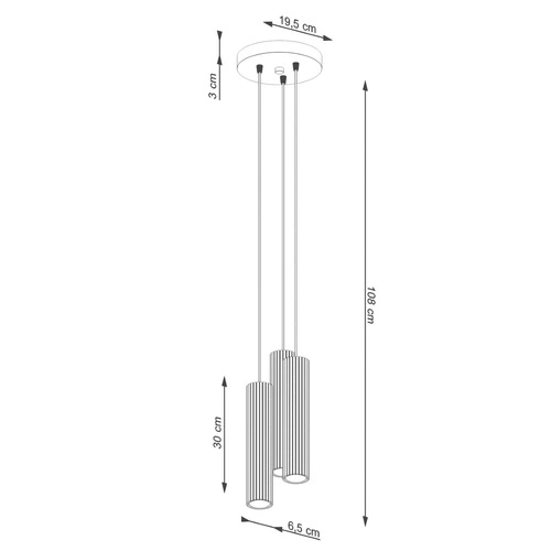 Lampa sufitowa wisząca Karbon 3P biała regulowana 3-punktowa do salonu i jadalni