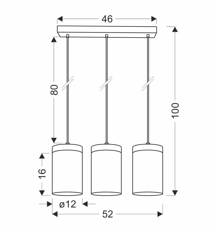 Lampa sufitowa Wels czarny+drewniany 3x40W E27 klosz dymiony