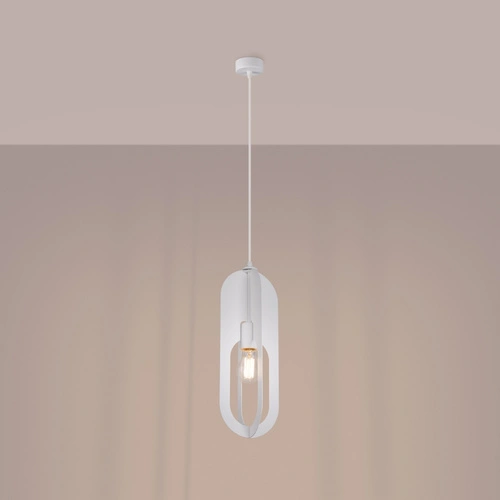 Nowoczesna biała lampa wisząca NICUS 1 do salonu, jadalni lub kuchni metalowa 140 cm