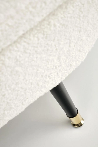 Ławka tapicerowana ze schowkiem Avico kremowa bouclé do przedpokoju i sypialni glamour