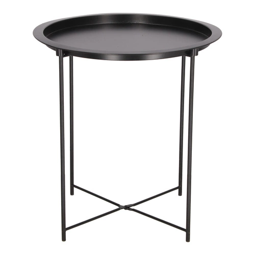 Stolik kawowy Isa okrągły czarny metalowy nowoczesny industrialny do salonu Intesi 47 cm
