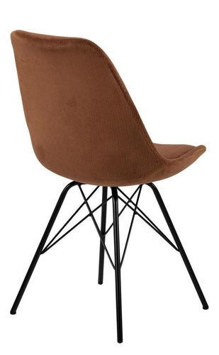 Krzesło do jadalni tapicerowane Eris Sztruks brązowe na czarnych nogach nowoczesne Actona
