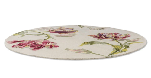 Dywan do salonu okrągły wełniany klasyczny kwiatowy Gosford Cranberry 150 cm Laura Ashley