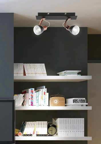 Nowoczesna lampa sufitowa Markus czarna z miedzianymi detalami do salonu i jadalni 2-punktowa