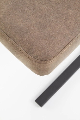 Krzesło tapicerowane Pensylwania do jadalni brązowe ekoskóra na płozach loftowe Intesi