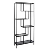 Regał na książki Edison czarny metalowy industrialny z półkami ze szkła do salonu 180 cm