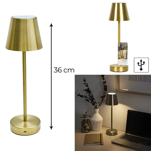 Lampka nocna Casablanca LED złota dotykowa ze ściemniaczem 36 cm