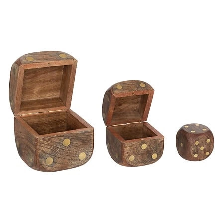 Zestaw 3 kostek dekoracyjnych Roger       drewno mango