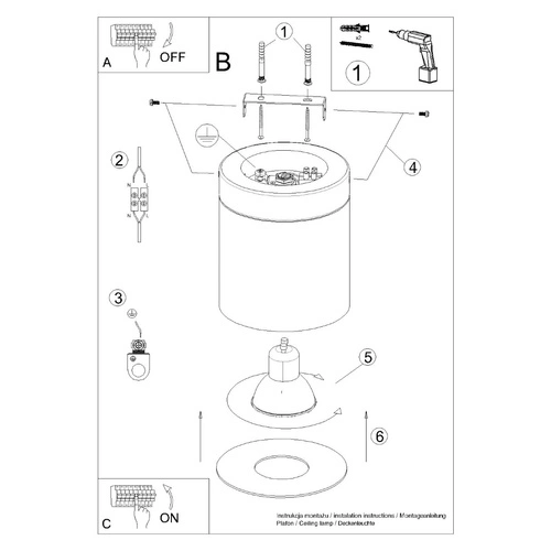 Plafon sufitowy RIF biały nowoczesny skandynawski do salonu, kuchni i sypialni SOLLUX