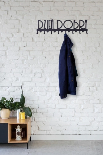 Wieszak ścienny do przedpokoju czarny metalowy Dzień dobry 02 Intesi nowoczesny 60 cm