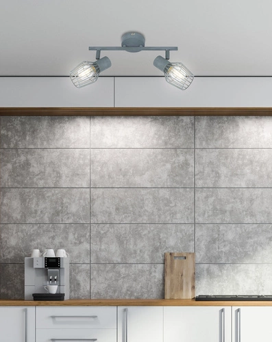 Lampa sufitowa Viking szara regulowana metalowa nowoczesna do salonu i kuchni 2-punktowa