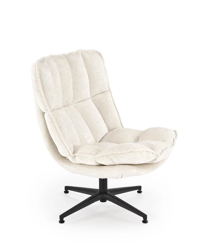 Fotel wypoczynkowy Florens kremowy obrotowy do salonu nowoczesny tkanina Intesi